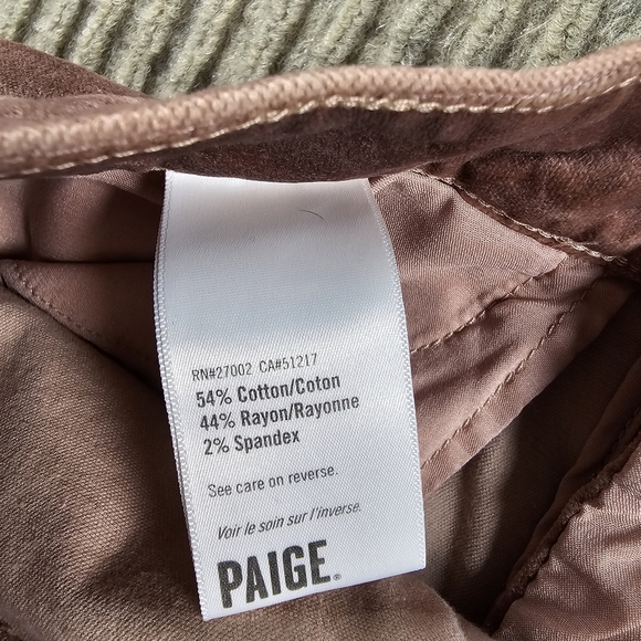 PAIGE Cindy Twist Seam Straight Leg Velvet Pants Jeans Rose Tea Sz 29 PINK - Picture 9 of 12